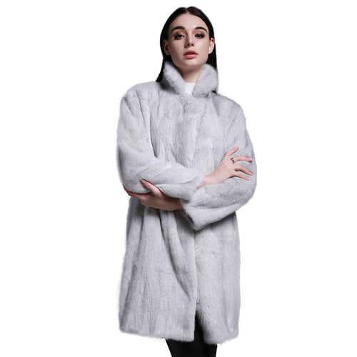 Women's Genuine Mink Fur Coat Turn Down Collar Natural Fur Women Jacket 16063