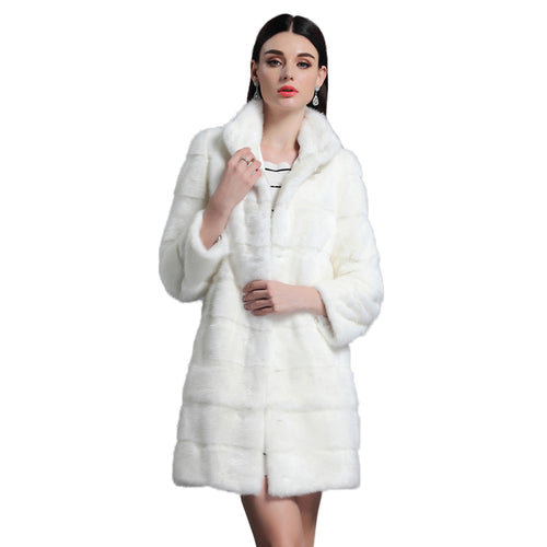 Women's Genuine Mink Fur Coat Women Hem Removable Fur Overcoat 161143