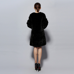 Knitted Mink Fur Coat Female Elastic Free Size Natural Fur Women's Winter Coats