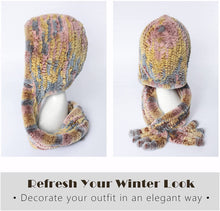 Load image into Gallery viewer, Fur Hooded Scarf Hat Scarves Hood Scarf Beanie For Women Head Neck Warmer Winter With Rabbit Fur