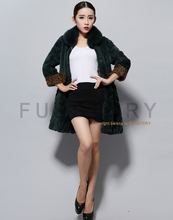 Load image into Gallery viewer, Women&#39;s Natural Rex Rabbit Fur Coats with Real Fox Fur Collar and Lamb Cuff Coat Female