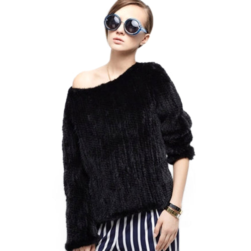 Women's Knitted Mink Fur Coat Women Pullover Female Winter jacket 151101