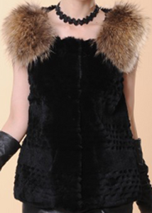 UE FS16M03 Real rabbit fur vest for women winter Raccoon fur shoulder decoration