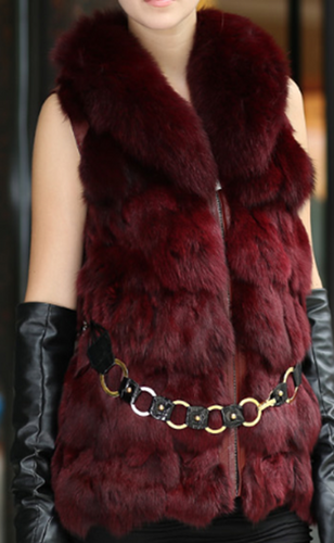 UE FS16M06 Real fox fur vest for women winter with real fox fur collar