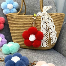 Load image into Gallery viewer, Flower hair ball keychain cute plush flower bag pendant mobile phone accessories 22C09