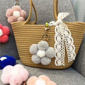 Flower hair ball keychain cute plush flower bag pendant mobile phone accessories 22C09