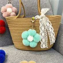 Load image into Gallery viewer, Flower hair ball keychain cute plush flower bag pendant mobile phone accessories 22C09