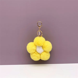 Flower hair ball keychain cute plush flower bag pendant mobile phone accessories 22C09