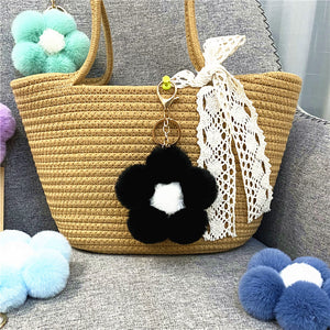 Flower hair ball keychain cute plush flower bag pendant mobile phone accessories 22C09