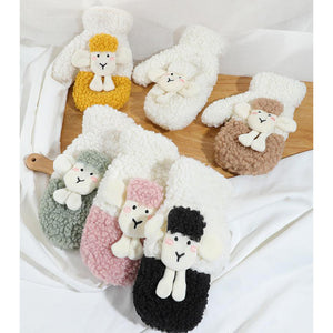 Granular Pile Plush Warm Mittens Ladies Winter Cartoon Berber Fleece Gloves 22813