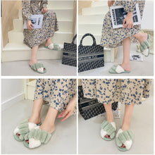 Load image into Gallery viewer, Women&#39;s Cross Band Open Toe Soft Plush Fleece Non-Slip Slippers 22S20