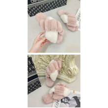 Load image into Gallery viewer, Women&#39;s Cross Band Open Toe Soft Plush Fleece Non-Slip Slippers 22S20
