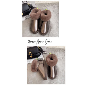 FUR STORY Fashion Pu Leather Keep Warm Thickened Winter Booties For Women 22S28