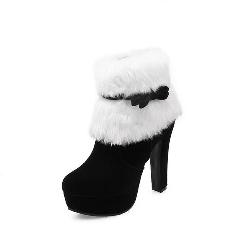 Women High Heel Snow Boots Winter Warm Comfort Platform Ankle Booties 22S32