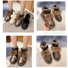 Load image into Gallery viewer, Women&#39;s Slip On Winter Boots Warm Winter Bootiesfur ball snow boots 22S34