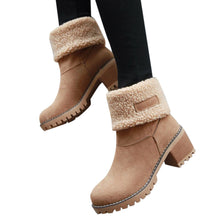 Load image into Gallery viewer, Comfortable Slip On Mid Chunky Heel Suede Warm Snow Ankle Boots 22S38