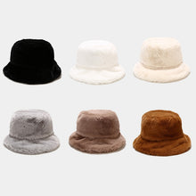 Load image into Gallery viewer, Furry Bucket Hat Fluffy Winter Warmer Fisherman Cap for Women 22167