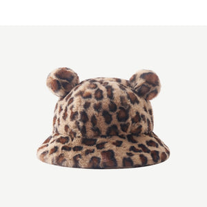 Women's mickey ears plush warm bucket hat in winter 22626