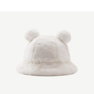 Women's mickey ears plush warm bucket hat in winter 22626