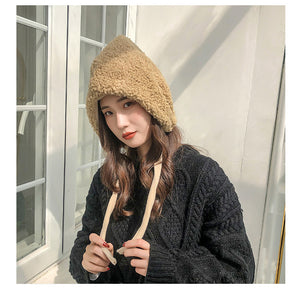 Women's Winter Beanie Hats Trapper Hat with Claimond Veins Warm Furry Hat 22627