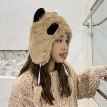 Load image into Gallery viewer, Winter Trapper Caps Cute Panda Bear Bobble Hats Plush Animal Helmet Cap 22629