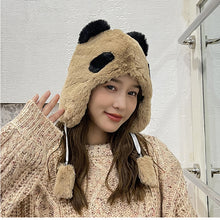 Load image into Gallery viewer, Winter Trapper Caps Cute Panda Bear Bobble Hats Plush Animal Helmet Cap 22629