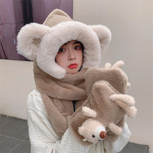 Load image into Gallery viewer, Winter Warm Women Hoodie Hat Scarf Gloves Set Soft Plush Thick Warm Hat 22630