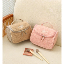 Load image into Gallery viewer, Large capacity  skin care cosmetic storage bag lamb wool cosmetic bag 22406