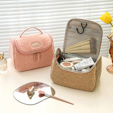 Load image into Gallery viewer, Large capacity  skin care cosmetic storage bag lamb wool cosmetic bag 22406