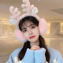 Load image into Gallery viewer, Winter Earmuffs for women Plush Earmuffs  Christmas Cute Antlers Foldable 22844