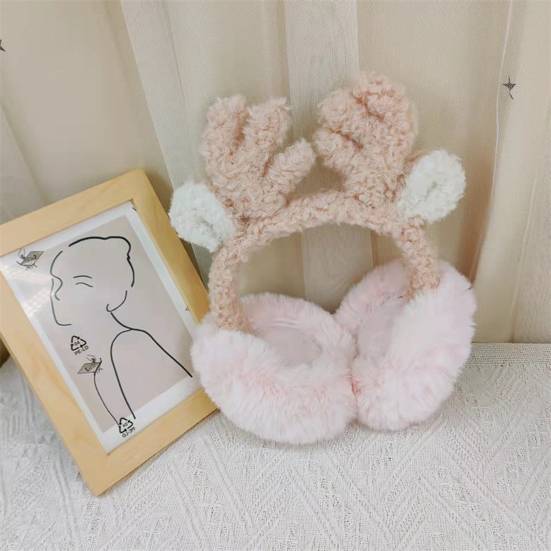 Winter Earmuffs for women Plush Earmuffs  Christmas Cute Antlers Foldable 22844