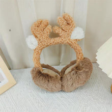 Load image into Gallery viewer, Winter Earmuffs for women Plush Earmuffs  Christmas Cute Antlers Foldable 22844