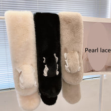 Load image into Gallery viewer, Women&#39;s Winter Lace Pearl Buckle Plush Scarf 22518