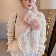 Load image into Gallery viewer, Women&#39;s Winter Lace Pearl Buckle Plush Scarf 22518