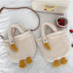 Women Cute Goose Plush Bag Funny Novelty Goose Tote Handbag Shoulder 22410