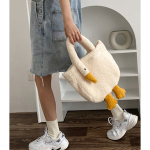 Women Cute Goose Plush Bag Funny Novelty Goose Tote Handbag Shoulder 22410