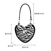 Load image into Gallery viewer, Heart Shaped Handbag Women&#39;s Faux Fur Cross-Body Bag Shoulder Bag 22412