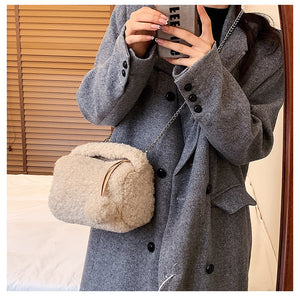 Ladies Fluffy Shoulder Bag Women Furry Purse Fluffy Tote Bag 22414