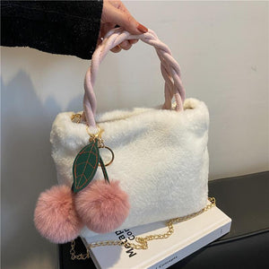 Plush Underarm Bag Ladies Fluffy Shoulder Bag Fluffy Tote Bag 22415