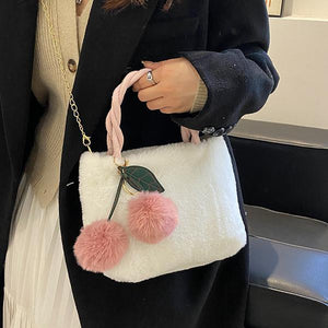 Plush Underarm Bag Ladies Fluffy Shoulder Bag Fluffy Tote Bag 22415