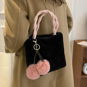 Plush Underarm Bag Ladies Fluffy Shoulder Bag Fluffy Tote Bag 22415