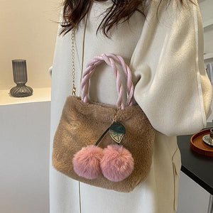 Plush Underarm Bag Ladies Fluffy Shoulder Bag Fluffy Tote Bag 22415