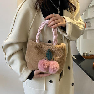 Plush Underarm Bag Ladies Fluffy Shoulder Bag Fluffy Tote Bag 22415