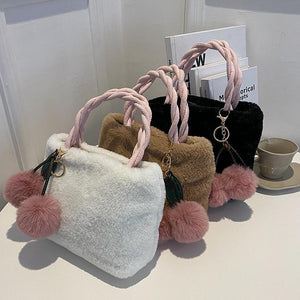 Plush Underarm Bag Ladies Fluffy Shoulder Bag Fluffy Tote Bag 22415