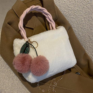 Plush Underarm Bag Ladies Fluffy Shoulder Bag Fluffy Tote Bag 22415