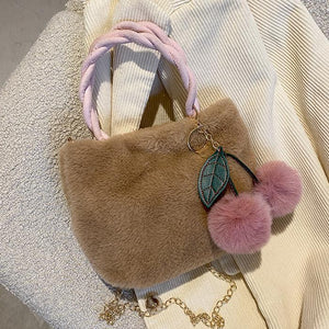 Plush Underarm Bag Ladies Fluffy Shoulder Bag Fluffy Tote Bag 22415