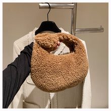 Load image into Gallery viewer, Plush Handbag Knotted Lamb Wool Tote Bag Fluffy Shoulder Bag 22416