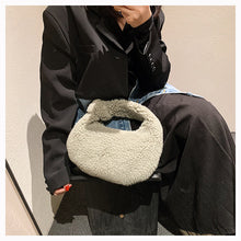 Load image into Gallery viewer, Plush Handbag Knotted Lamb Wool Tote Bag Fluffy Shoulder Bag 22416