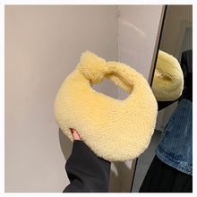 Load image into Gallery viewer, Plush Handbag Knotted Lamb Wool Tote Bag Fluffy Shoulder Bag 22416