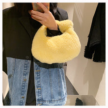 Load image into Gallery viewer, Plush Handbag Knotted Lamb Wool Tote Bag Fluffy Shoulder Bag 22416